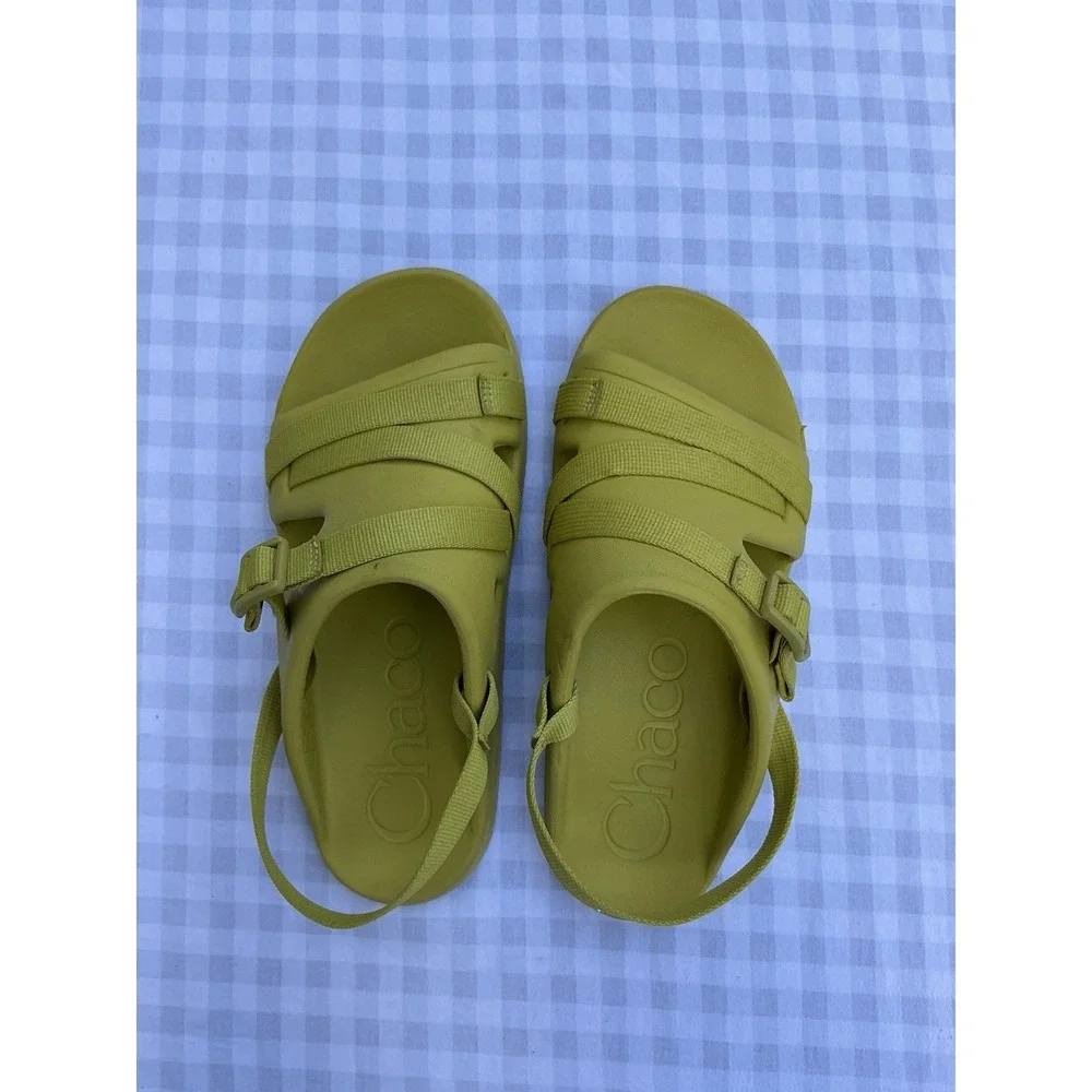 Chaco Chillos Big Kid Size 6 Sport Sandals Shoes Green Yellow Strap Outdoor Walk